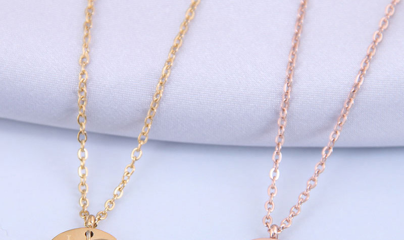 Fashion Gold Color Heart Moon Letter Titanium Steel Necklace,Pendants