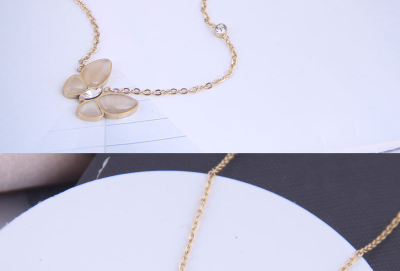 Fashion Gold Color Butterfly Titanium Opal Necklace,Pendants