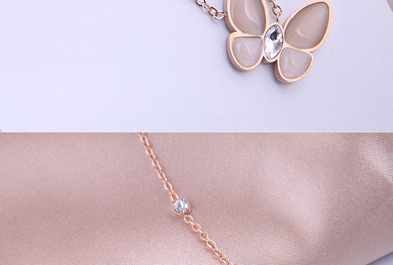 Fashion Gold Color Butterfly Titanium Opal Necklace,Pendants