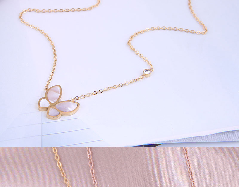 Fashion Gold Color Butterfly Titanium Shell Necklace,Pendants
