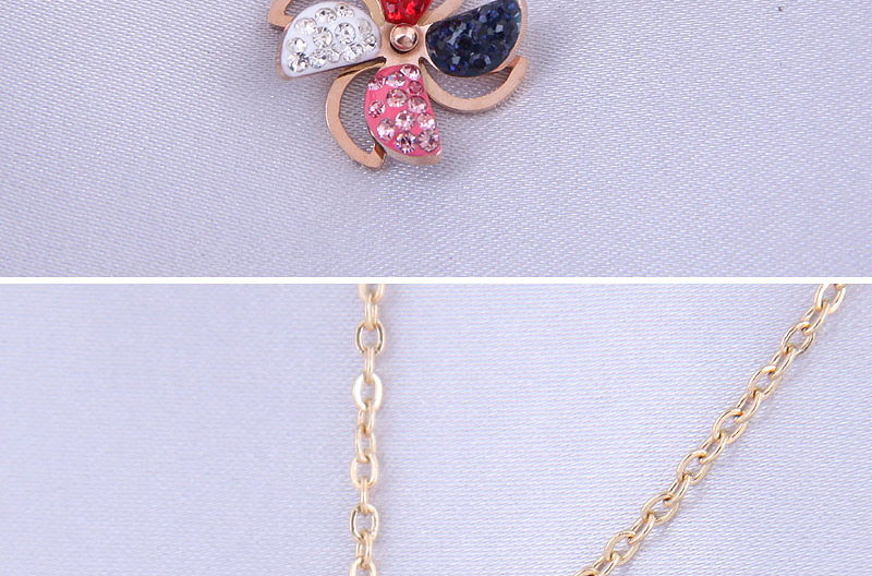 Fashion Gold Color Diamond And Hit Color Windmill Titanium Steel Necklace (rotatable),Pendants