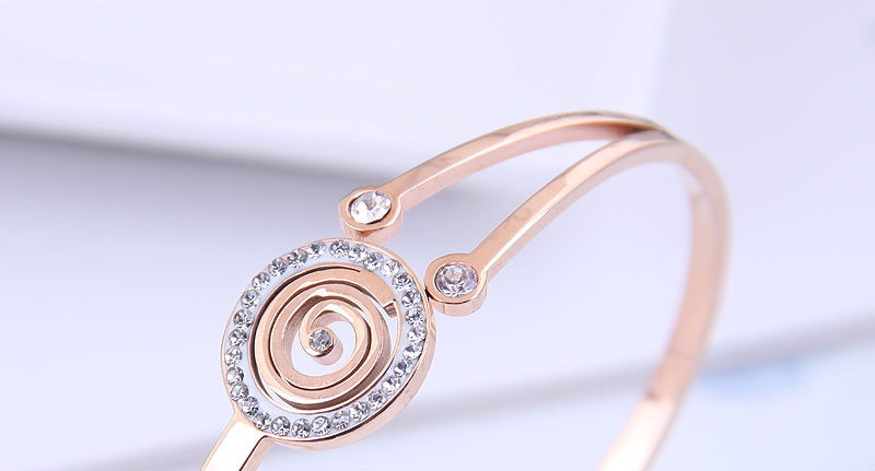 Fashion Gold Color Titanium Steel Inlaid Zircon Round Bracelet,Fashion Bangles