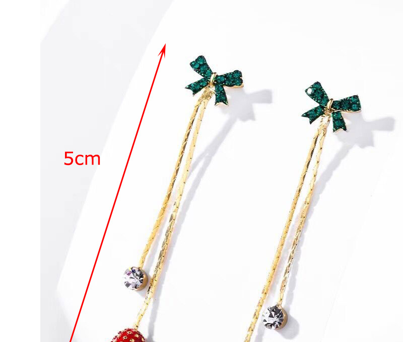 Fashion Red Bow Bell Stud Earrings,Drop Earrings
