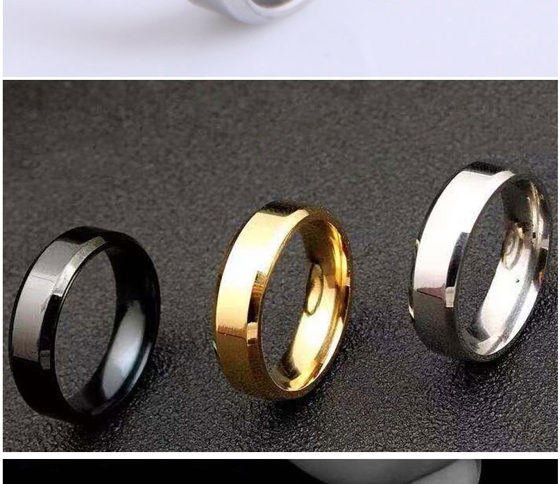 Fashion Black Stainless Steel Smooth Ring,Rings