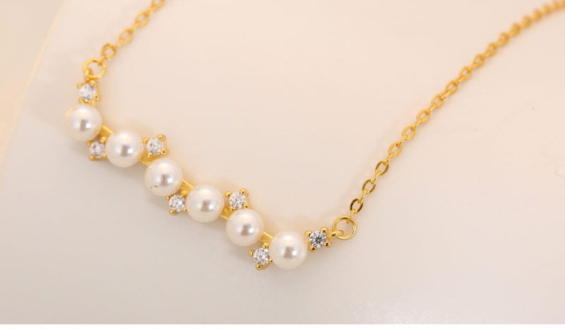 Fashion Rose Gold Pearl Zircon Necklace,Chains