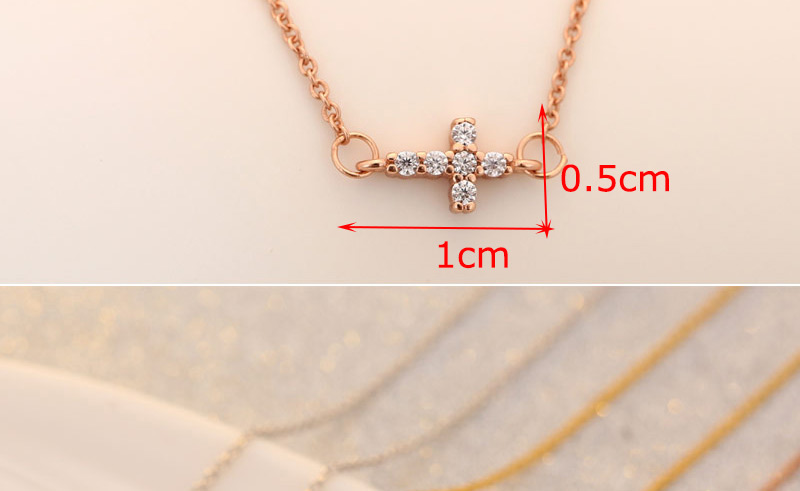 Fashion Rose Gold Shining Diamond Cross Necklace,Pendants