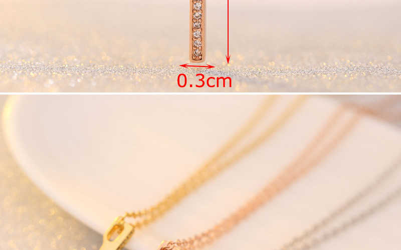 Fashion Rose Gold Sparkling Diamond Zircon Harmonica Necklace,Pendants