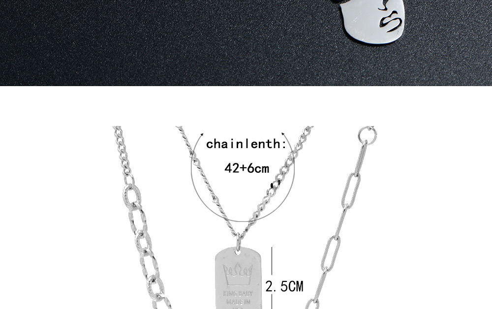 Fashion Silver Stainless Steel Metal Chain Shield Smiley Necklace,Necklaces