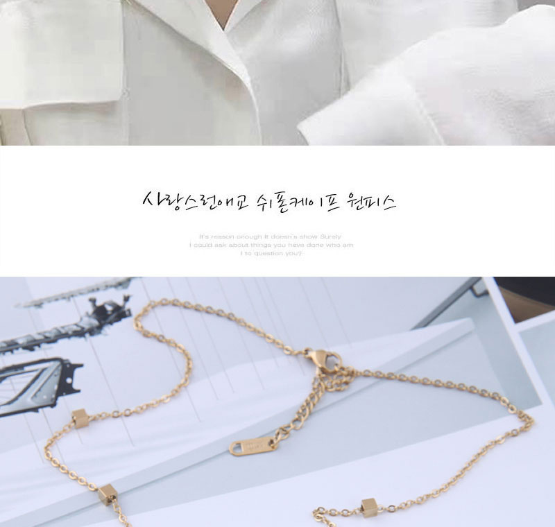 Fashion Rose Gold Titanium Steel Round Necklace,Necklaces