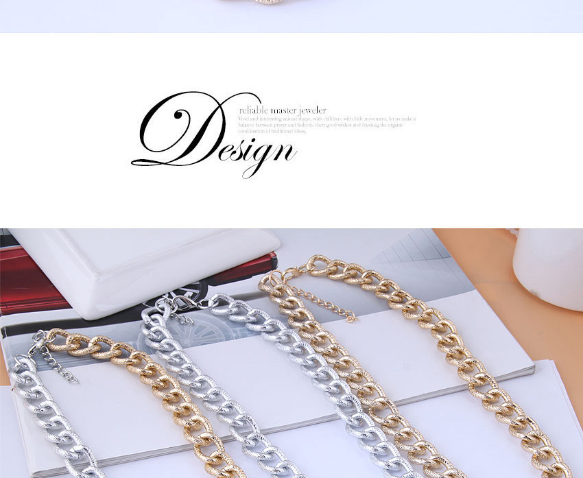 Fashion Color Mixing Metal Chain Fine Frosted Necklace,Chains