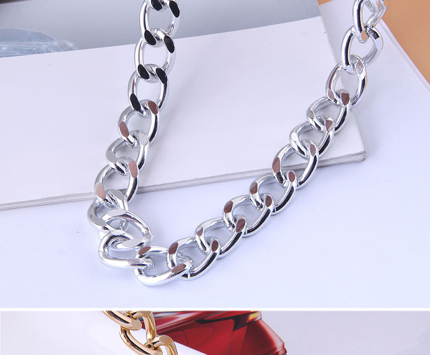 Fashion Silver Metal Chain Smooth Short Necklace,Chains