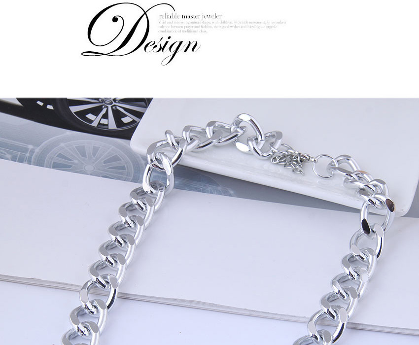 Fashion Silver Metal Chain Smooth Short Necklace,Chains