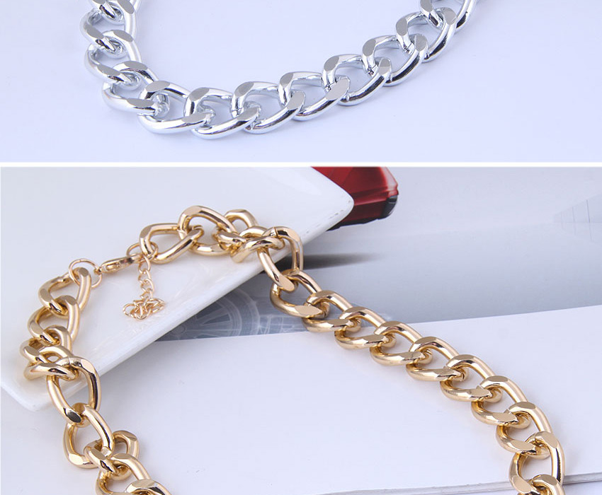 Fashion Golden Glossy Short Necklace With Metal Chain,Chains