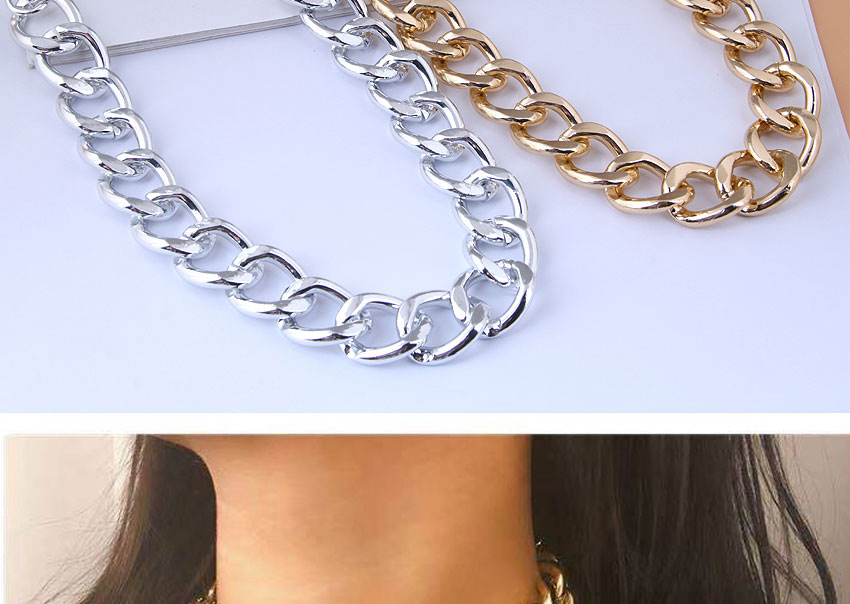 Fashion Silver Metal Chain Thick And Smooth Short Necklace,Chains