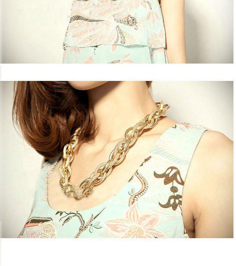 Fashion Silver Color Metal Chain Braided Short Necklace,Chains