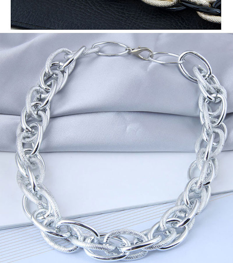 Fashion Silver Color Metal Chain Braided Short Necklace,Chains