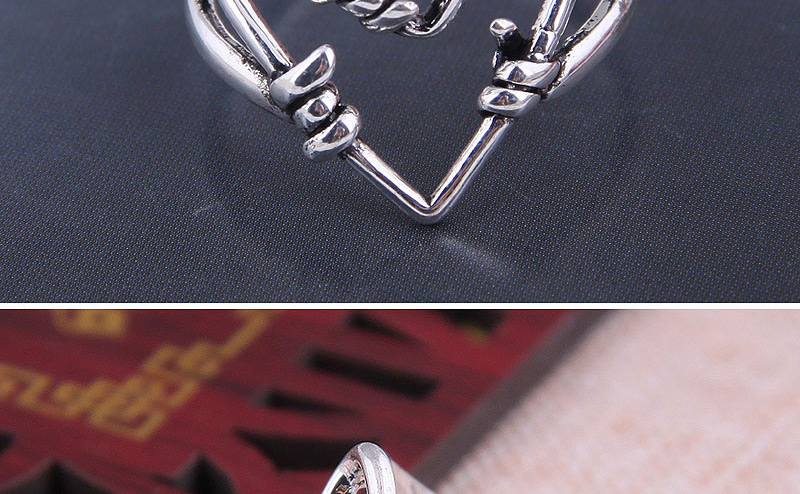 Fashion Silver Hollow Love Heart Opening Ring,Rings