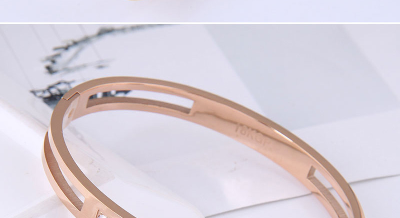 Fashion Gold Color Titanium Steel And Rhinestone Cutout Bracelet,Bracelets