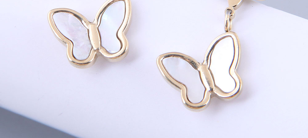 Fashion Gold Color Titanium Steel Shell Butterfly Earrings,Earrings
