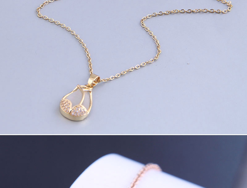 Fashion Rose Gold Color Geometric Tulip Pendant Necklace,Necklaces