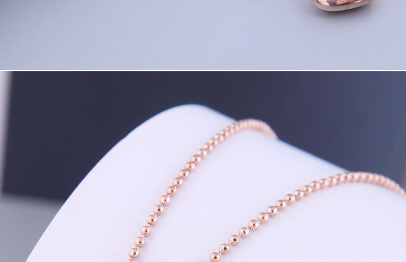 Fashion Rose Gold Color Titanium Steel Peach Heart Letter Necklace,Necklaces
