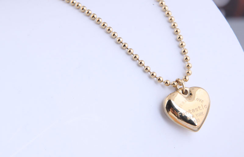 Fashion Rose Gold Color Titanium Steel Peach Heart Letter Necklace,Necklaces
