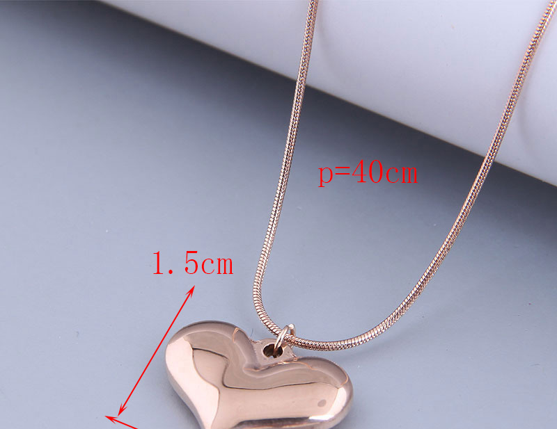 Fashion Gold Color Titanium Steel Three-dimensional Peach Heart Necklace,Necklaces