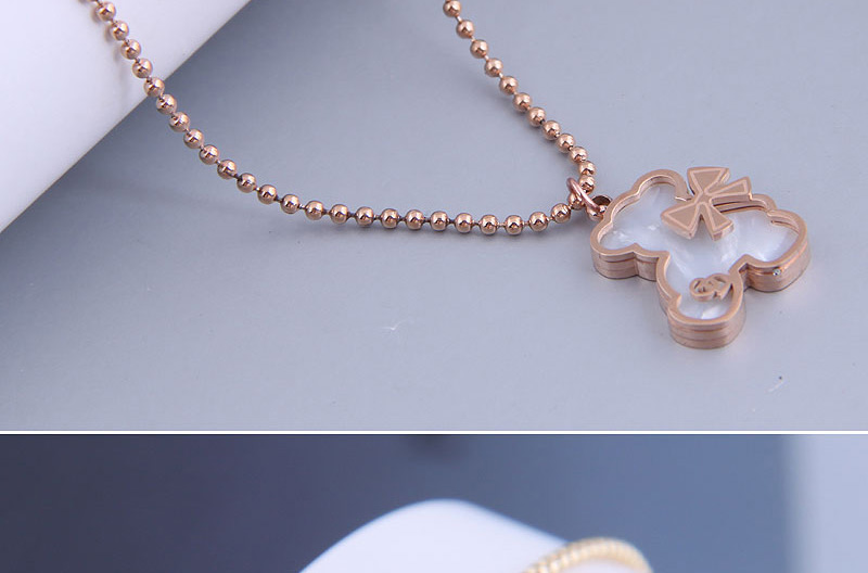 Fashion Rose Gold Color Titanium Steel Bear Necklace,Necklaces