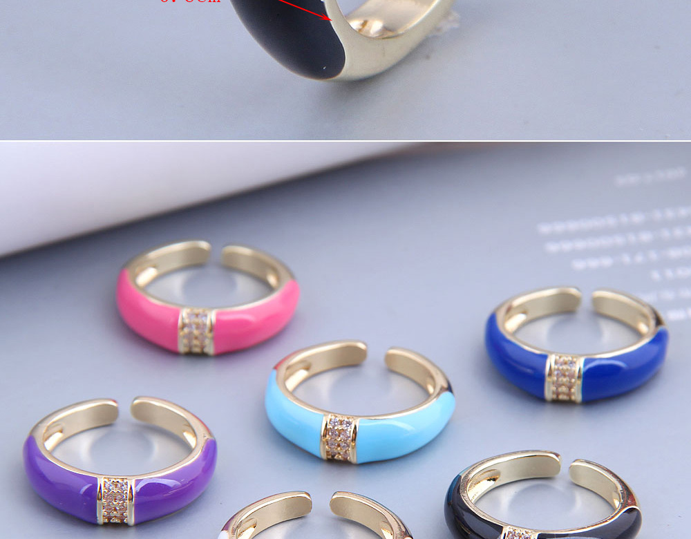 Fashion Pink Real Gold Plated Zirconium Contrast Open Ring,Fashion Rings
