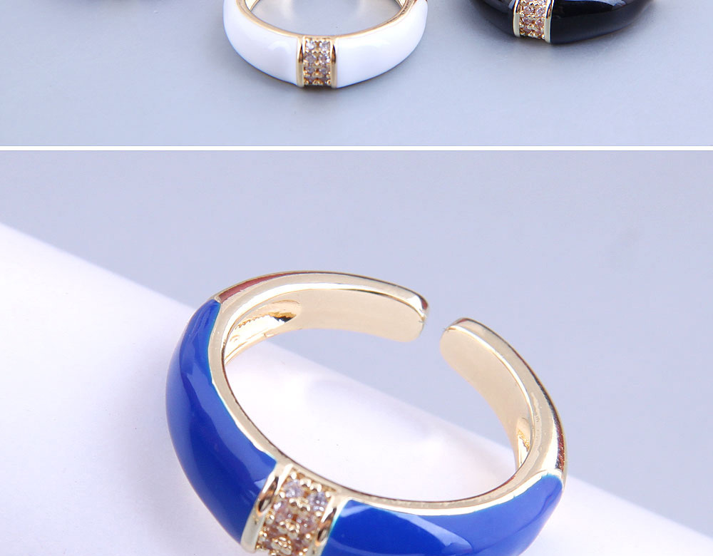 Fashion Black Real Gold Plated Zirconium Contrast Open Ring,Fashion Rings