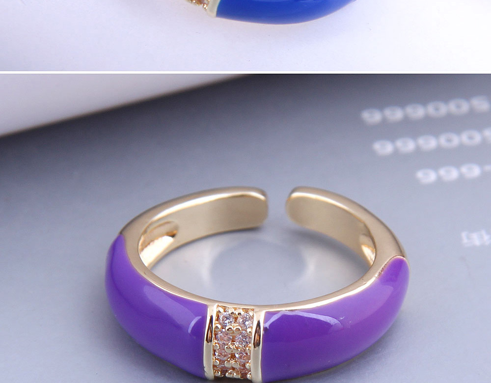 Fashion Pink Real Gold Plated Zirconium Contrast Open Ring,Fashion Rings