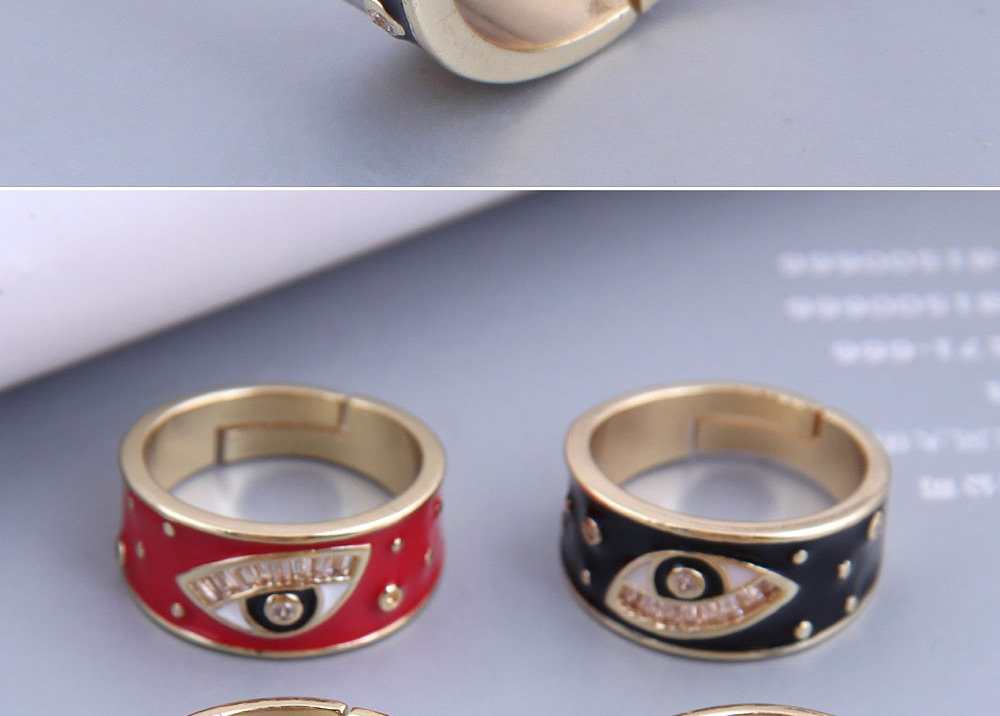 Fashion Blue-green Real Gold Plated Zirconium Contrast Eye Open Ring,Fashion Rings