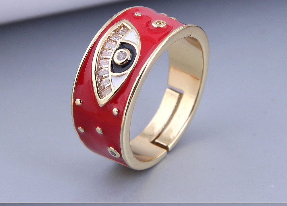 Fashion Black Real Gold Plated Zirconium Contrast Eye Open Ring,Fashion Rings