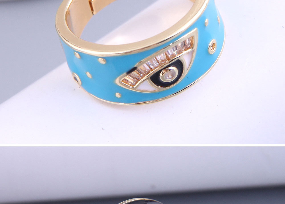 Fashion White Real Gold Plated Zirconium Contrast Eye Open Ring,Fashion Rings