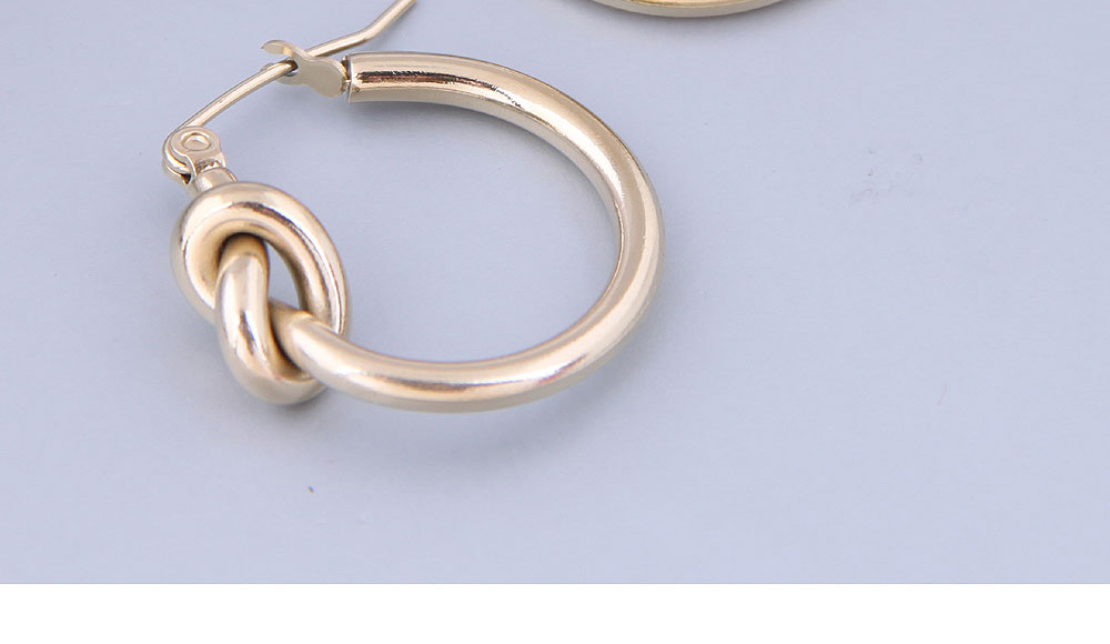 Fashion Gold Color Titanium Steel Knotted Earrings,Earrings