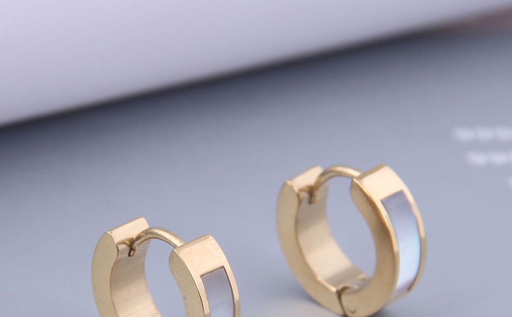 Fashion Gold Color Color-2 Titanium Steel Wide Ear Ring,Earrings