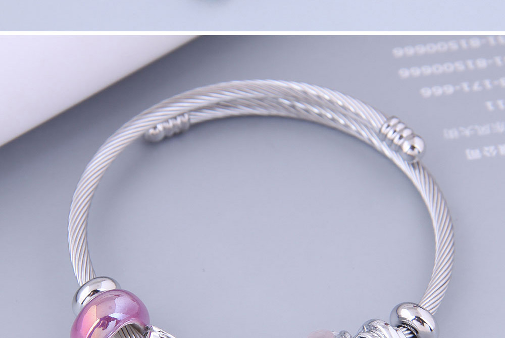 Fashion Pink Metal Butterfly Letter Water Drop Multi-element Pendant Bracelet,Bracelets
