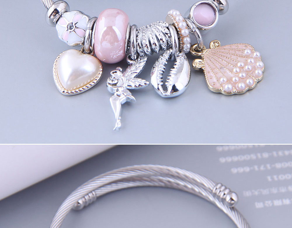 Fashion Pink Metal Peach Heart Angel Seabedo Element Bracelet,Bracelets