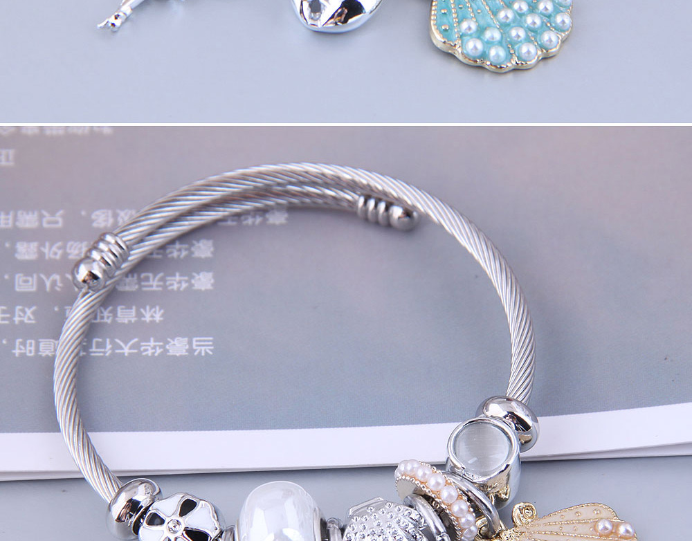 Fashion Blue Metal Peach Heart Angel Seabedo Element Bracelet,Bracelets