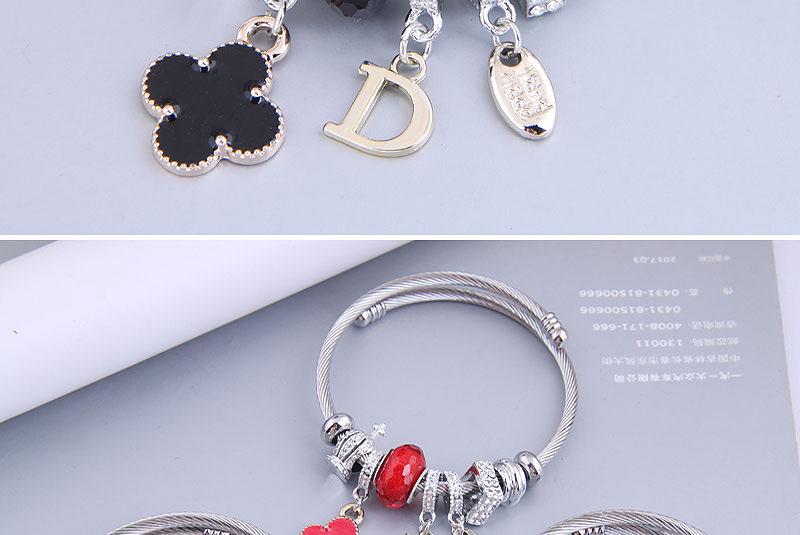 Fashion Red Metal Flower Letter Bracelet,Bracelets