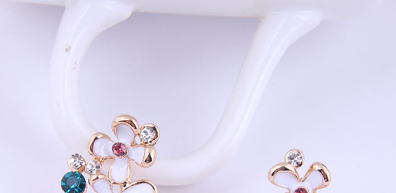 Fashion Gold Diamond Flower Stud Earrings,Stud Earrings