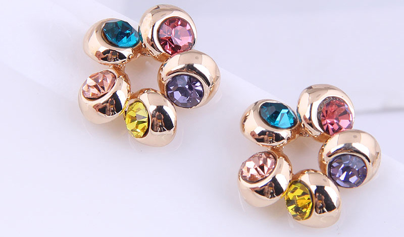 Fashion Color Color Flashing Diamond Earrings,Stud Earrings