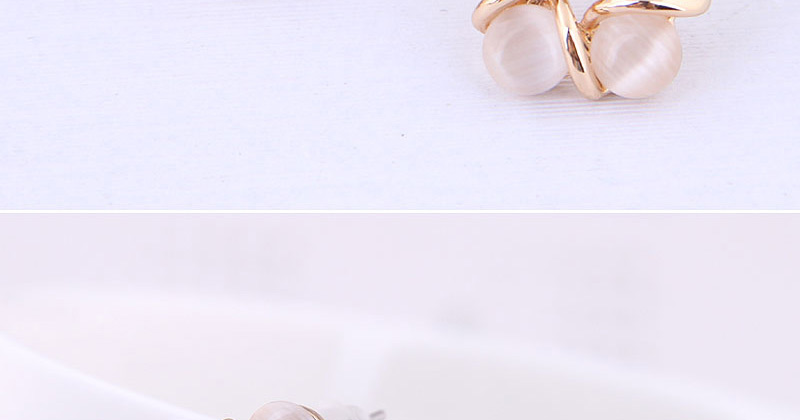 Fashion Gold Opal Geometric Stud Earrings,Stud Earrings