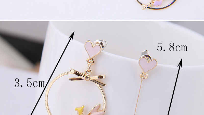 Fashion Gold Metal Angel Asymmetrical Stud Earrings,Stud Earrings