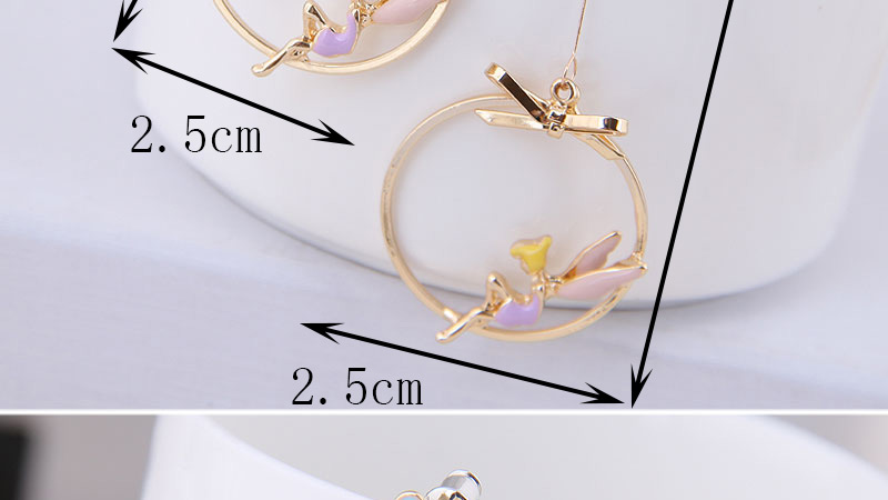 Fashion Gold Metal Angel Asymmetrical Stud Earrings,Stud Earrings