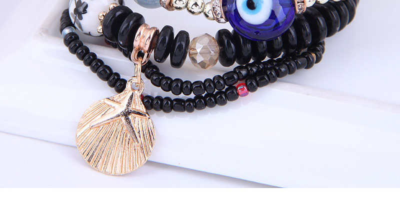 Fashion Black Metal Love Tower Owl Beaded Multilayer Bracelet,Fashion Bracelets