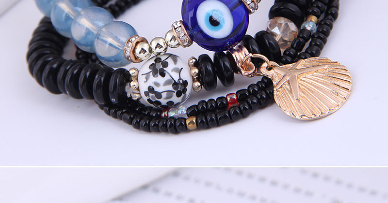 Fashion Black Metal Love Tower Owl Beaded Multilayer Bracelet,Fashion Bracelets