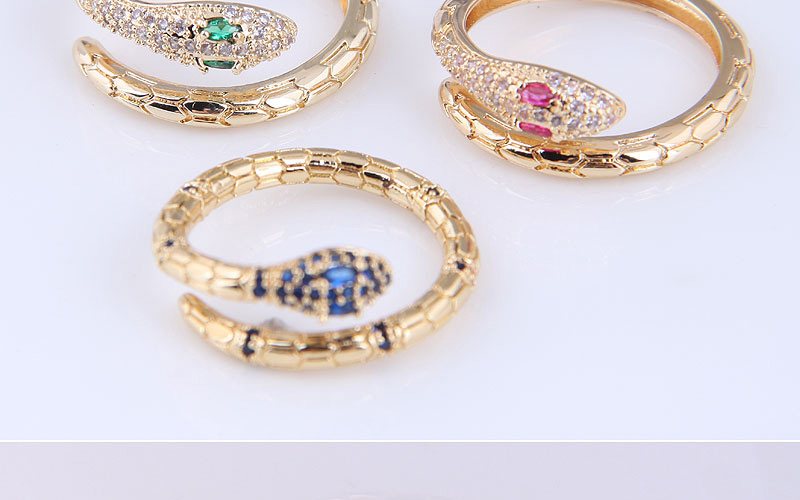 Fashion Pink Real Gold Plated Zirconium Serpentine Open Ring,Fashion Rings