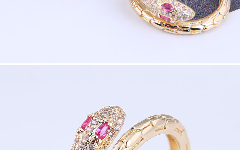 Fashion Green Real Gold Plated Zirconium Serpentine Open Ring,Fashion Rings