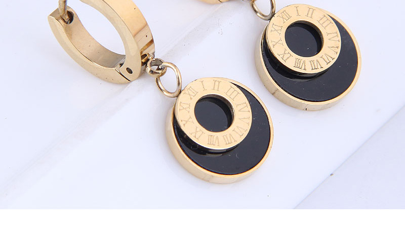 Fashion Gold Titanium Steel Round Ear Ring,Earrings